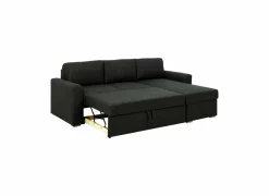 Zetelbedden|Hoeksalons|Hoeksalon Flemingsburg 226x165cm - stof - donkergrijs met bedfunctie en opbergruimte