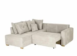 Hoeksalon Heidelberg 228x199cm - stof - lichtgrijs met bedfunctie & relax & opbergruimte- Zetelbedden|Hoeksalons