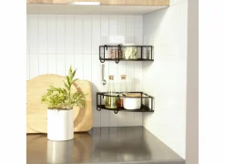 Umbra Wandplanken|Rekken|Hoekwandplank Cubiko 23x23x8cm zwart set van 2