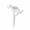 Hondenbordje poepen "No!" 23x1,4x31,9cm - gietijzer - wit- Tuindecoratie