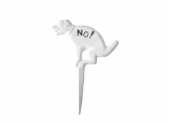 Hondenbordje poepen "No!" 23x1,4x31,9cm - gietijzer - wit- Tuindecoratie