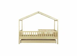 Eenpersoonsbedden|Eenpersoonsbedden|Huisbed Cinderella 90x200cm - den massief - naturel met opberglade