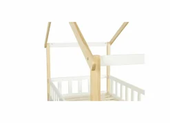 Huisbed Guinevere 90x200cm - den massief - naturel & wit met bedlade- Eenpersoonsbedden|Eenpersoonsbedden