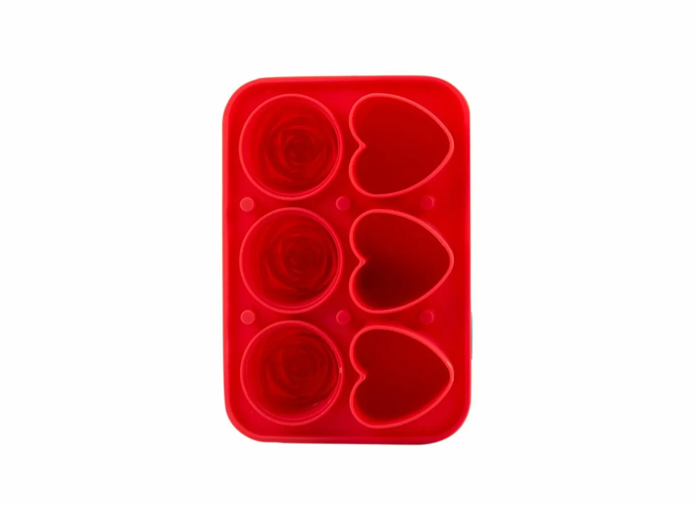 Ijsblokjesvormen|Ijsblokjesvorm Dotz Rozen en Hartjes 17x12x5cm - silicone - rood