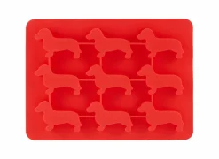 Ijsblokjesvormen|Ijsblokjesvorm Teckel silicone - rood