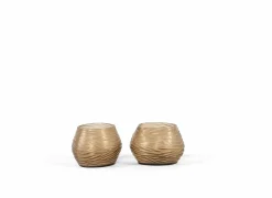 Kaars & Houder|Kaarsenhouder geribbeld L Ø14x12x10cm - glas - smoke