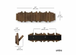 Kapstok Picket 8 Hook 61cm - walnoot- Wandkapstokken|Wandkapstokken
