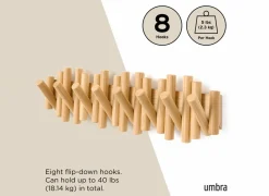 Kapstok Picket 8 Hook  61cm - naturel- Wandkapstokken|Wandkapstokken