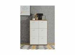 Kast Best Chest 77x30x113cm - decor - artisanale eik & wit- Bijzetkasten|Bijzetkasten