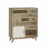 Kast Harem 90x40x112cm - mango massief - bruin & multicolor- Bijzetkasten|Commode