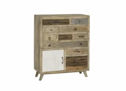 Kast Harem 90x40x112cm - mango massief - bruin & multicolor- Bijzetkasten|Commode