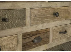 Kast Harem 90x40x112cm - mango massief - bruin & multicolor- Bijzetkasten|Commode