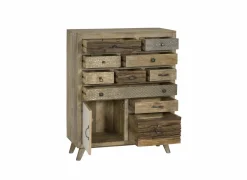 Kast Harem 90x40x112cm - mango massief - bruin & multicolor- Bijzetkasten|Commode