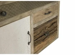 Kast Harem 90x40x112cm - mango massief - bruin & multicolor- Bijzetkasten|Commode