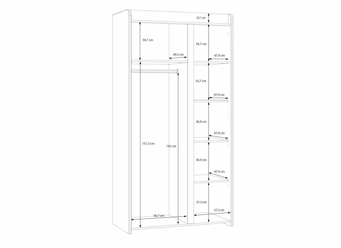 Bijzetkasten|Bijzetkasten|Kast Hoa 105x53x205 - decor - mauvella eik & groen