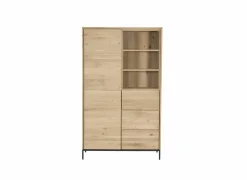 Kast Nomade 120x45x200cm - eik massief & fineer & decor - naturel- Bijzetkasten|Bijzetkasten