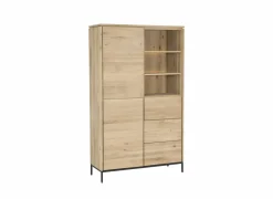 Kast Nomade 120x45x200cm - eik massief & fineer & decor - naturel- Bijzetkasten|Bijzetkasten