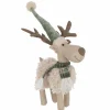 J line Kerstdecoratie|Kerstdecoratie Eland Sjaal S 22x8x49cm - polyester - gebroken wit & groen