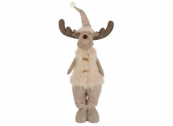 J line Kerstdecoratie Eland Telescopische bont 16x15x87cm - polyester - ecru- Kerstdecoratie