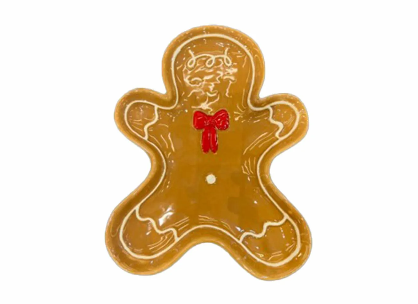 Platte Borden|Kerstdecoratie|Kerstdecoratie Gingerman Bord 25,5x20,5x2,5 - dolomiet - karamelbruin