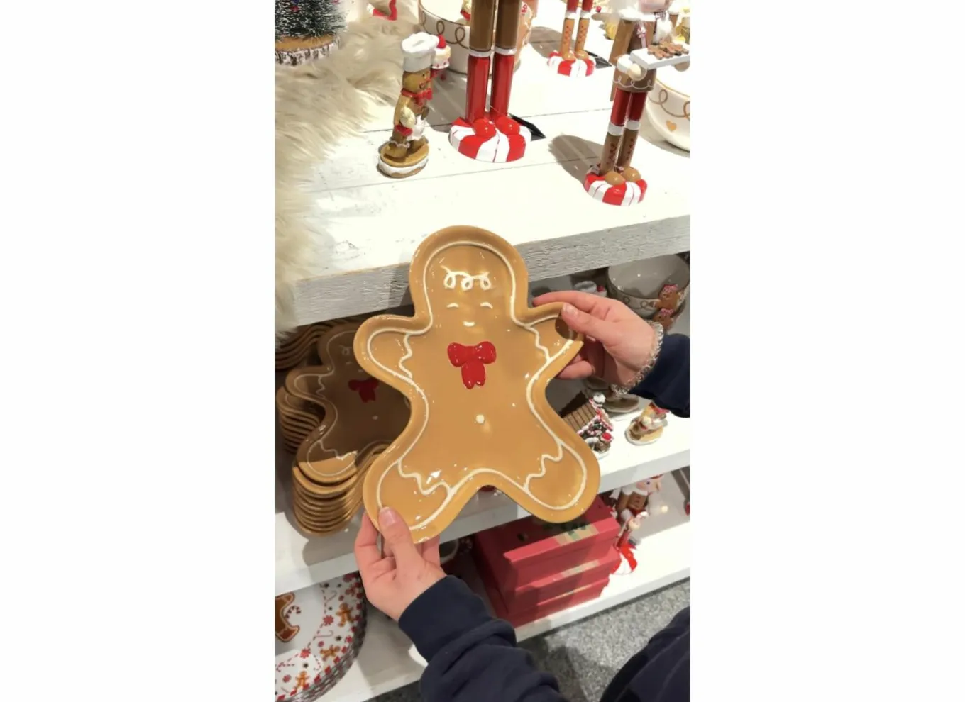 Platte Borden|Kerstdecoratie|Kerstdecoratie Gingerman Bord 25,5x20,5x2,5 - dolomiet - karamelbruin