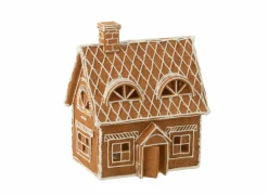 Kerstdecoratie Peperkoekenhuis 18,5x14x22cm - polystone - bruin- Kerstdecoratie