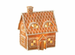Kerstdecoratie Peperkoekenhuis 18,5x14x22cm - polystone - bruin- Kerstdecoratie