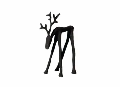 Kerstdecoratie Rendier 17xH17cm - metaal - zwart- Kerstdecoratie