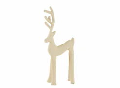 Kerstdecoratie Rendier 8x4x18,5cm - aluminium - beige- Kerstdecoratie