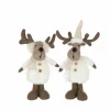 Kerstdecoratie Rendier 11x14x37cm - stof - bruin & wit- Kerstdecoratie