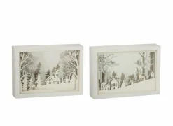 Kerstdecoratie|Kerstdecoratie 60x21,5x7cm - PVC & glas - wit & zilver