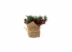 Kerststukje met Jute H16cm- Kerstdecoratie|Kunstbloemen