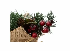 Kerststukje met Jute H16cm- Kerstdecoratie|Kunstbloemen