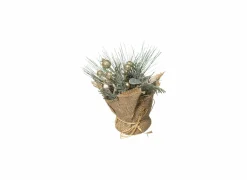 Kunstbloemen|Kerstdecoratie|Kerststukje met Jute H16cm