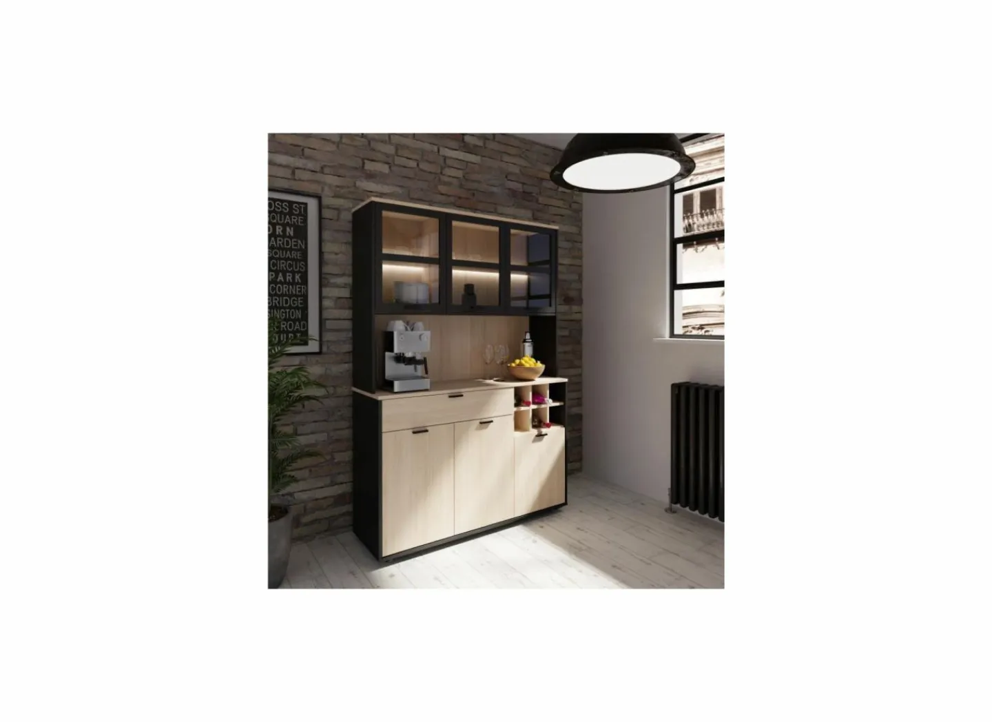 Keukenkast Mantek 120cm - decor - riva eik & zwart- Keukenkasten