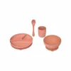 Serviessets|Kinderservies 4-delig - silicone - terracotta