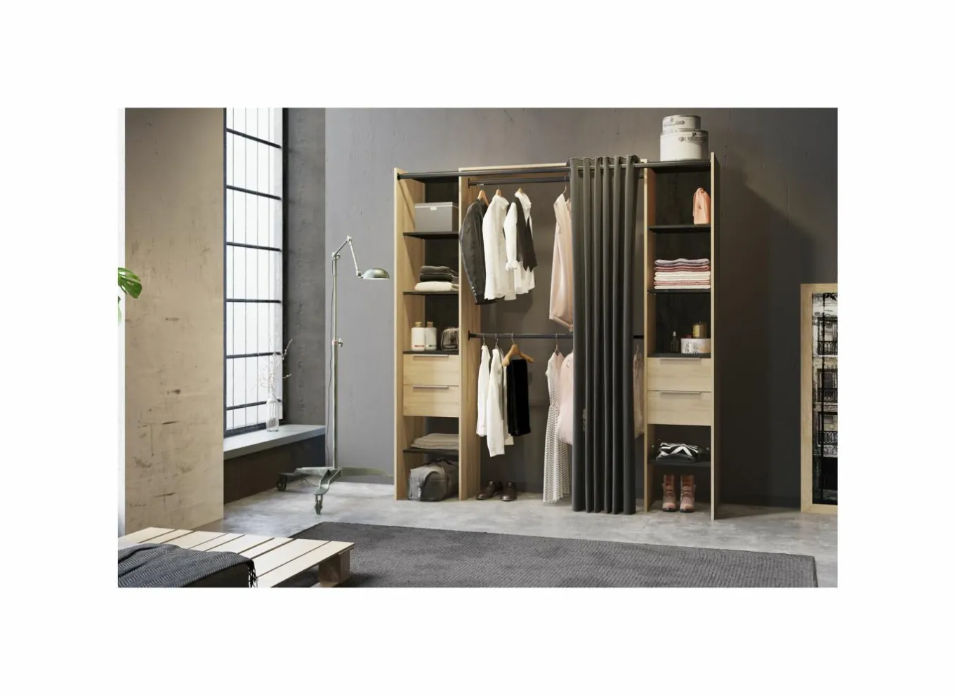 Demeyere Kledingrekken|Kledingrekken|Kledingrek Dana 190x50,1x203cm - decor - eik