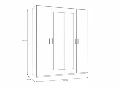Draaideurkast|Draaideurkast|Kleerkast Adria 178cm - decor - zandeik & wolframgrijs