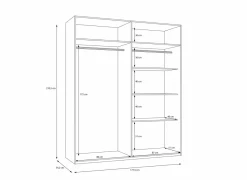 Draaideurkast|Draaideurkast|Kleerkast Adria 178cm - decor - zandeik & wolframgrijs