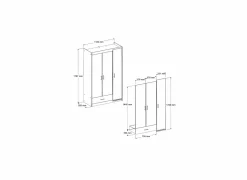 Kleerkast Charly 112cm - decor - acacia & wit- Draaideurkast|Draaideurkast