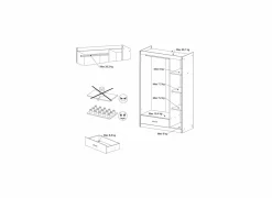 Kleerkast Charly 112cm - decor - acacia & wit- Draaideurkast|Draaideurkast