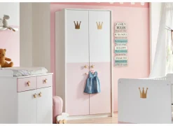 Kleerkast Cindy 95cm - decor - roze/wit- Draaideurkast|Draaideurkast