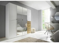 Draaideurkast|Draaideurkast|Kleerkast 181cm - decor - alpine wit & artisanale eik