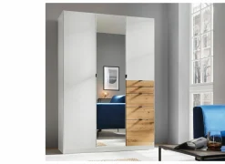 Draaideurkast|Draaideurkast|Kleerkast 136cm - decor - alpine wit & artisanale eik