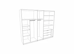 Kleerkast 226cm - decor - metallic grijs & artisanale eik- Draaideurkast|Draaideurkast