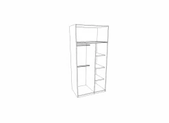 Kleerkast 95cm - decor - oak chalk & wit- Draaideurkast|Babykamer Kasten