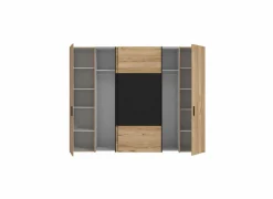 Kleerkast Dalate 271cm - decor - kastanje eik & mat zwart- Draaideurkast|Schuifdeurkast