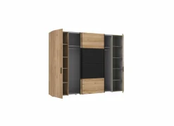 Kleerkast Dalate 271cm - decor - kastanje eik & mat zwart- Draaideurkast|Schuifdeurkast