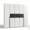Kleerkast Denver 225cm - decor - wit & carbon eik- Draaideurkast|Draaideurkast