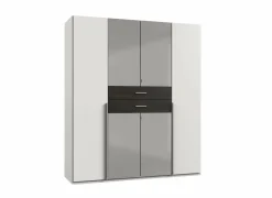 Kleerkast Denver 180cm - decor - wit & carbon eik- Draaideurkast|Draaideurkast